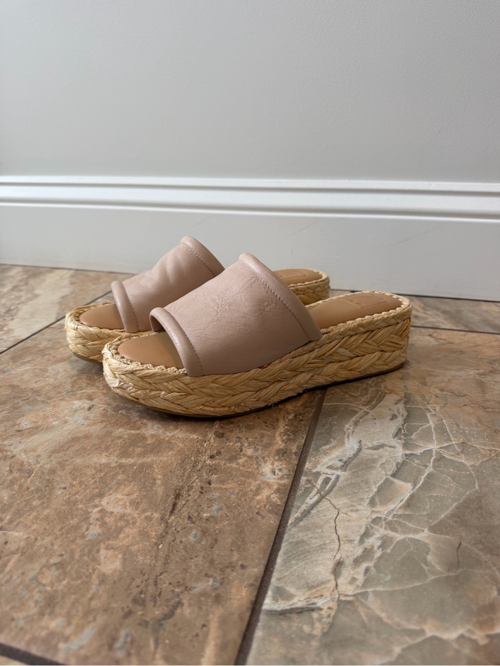 Dolce Vita Nude Platform Espadrille Slide Sandals
